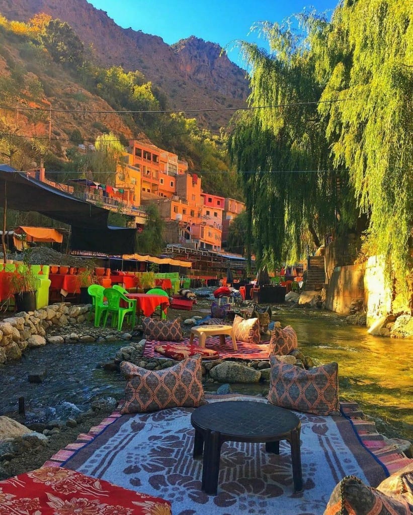 Sunlit river view in Ourika Valley